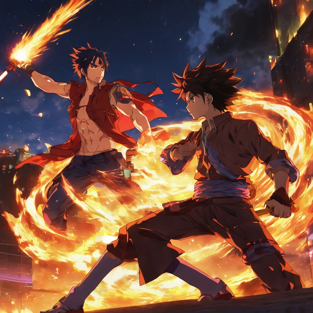 Image of two anime characters fighting.